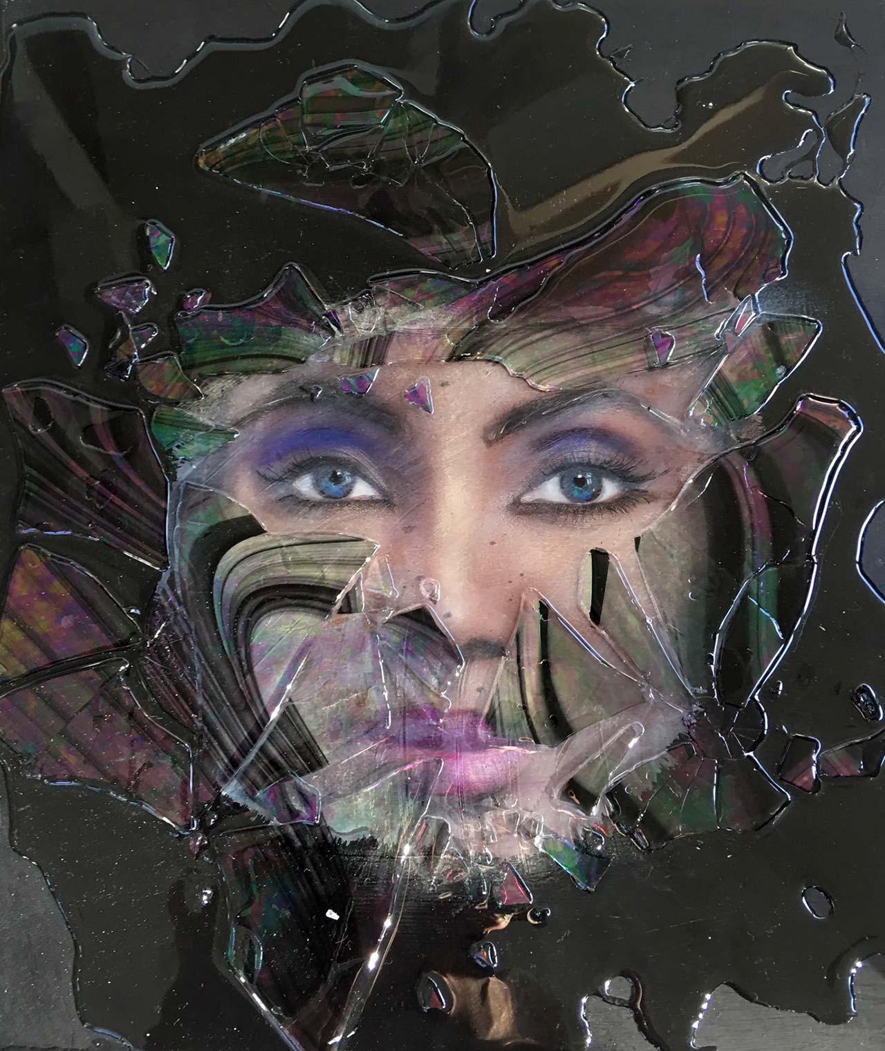 Face in Cracked Resin