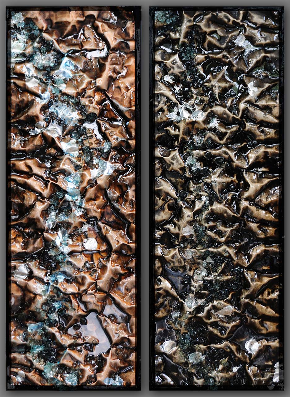 Metallic Relief Diptych