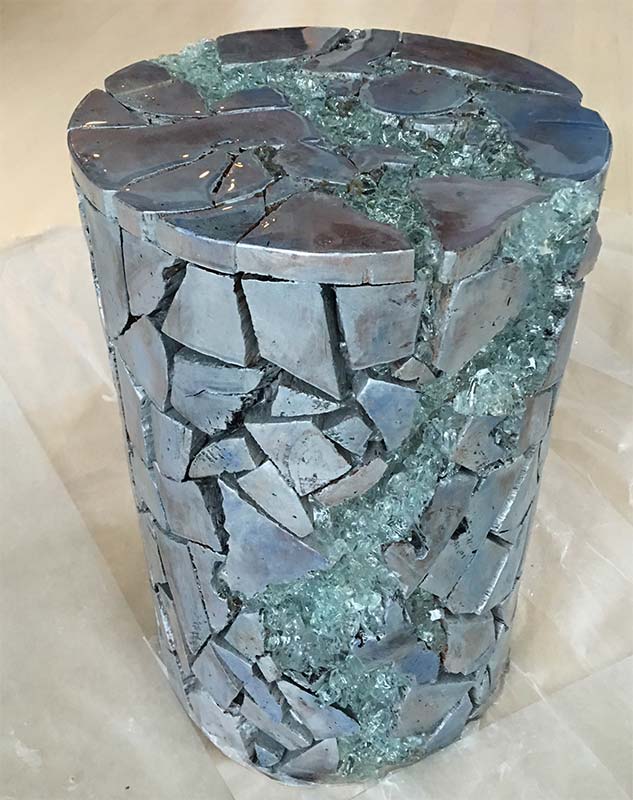 Silver Table with Cracked Glass