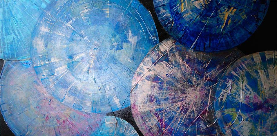 Abstract lily pad acrylic painting horizontal Abstract lily pad acrylic painting horizontal