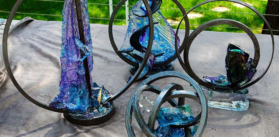 Metal and dyed resin sculptures Metal and dyed resin sculptures