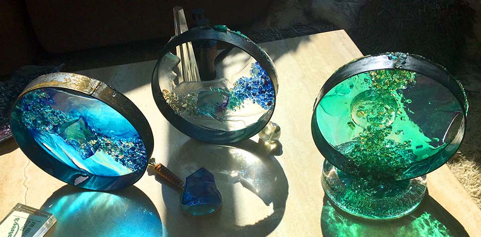 Mixmaster metal and dyed resin sculptures Mixmaster metal and dyed resin sculptures