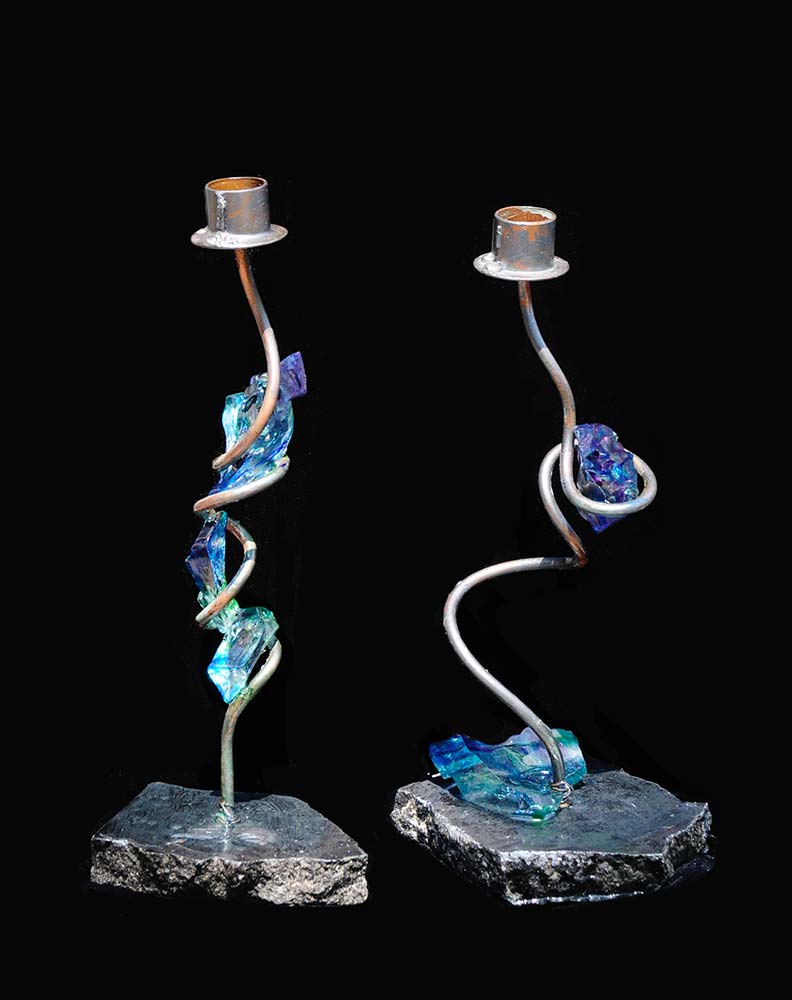 Metal Sculpture Candlesticks